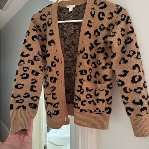 Girl’s Leopard Print Sweater Cardigan, size L
